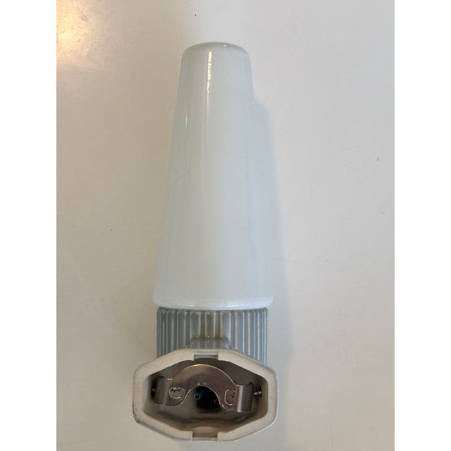 Mid-Century Modern Wall Lights in Opaline Glass and Ceramic by Sigvard Bernadotte for Ifö, 1960s, Set of 2 For Sale - Image 6 of 10