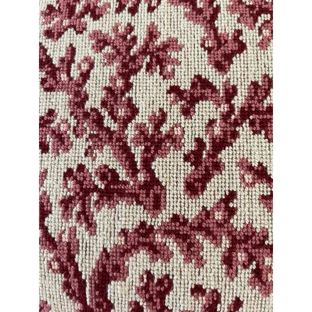 Late 20th Century Burgundy Upholstered Footstool With Trim For Sale - Image 4 of 4