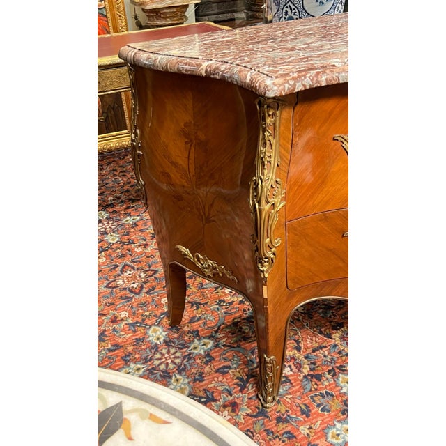 19th Century Fruitwood and Marble Commode in Louis XV Style For Sale - Image 9 of 12