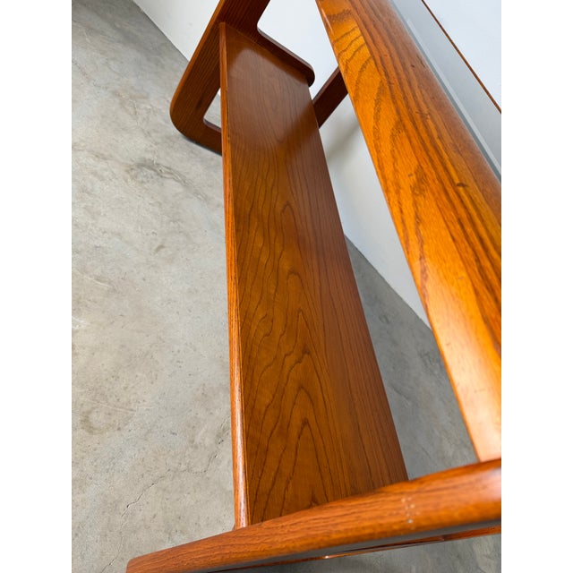1970s Mid-Century Modern Hodges Mersman Oak & Smoked Glass Console Sofa Table For Sale - Image 9 of 11