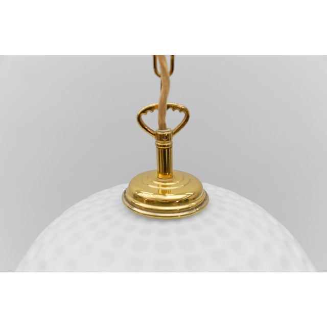 White Opaline Glass Golf Ball Pendant Lamp, Germany, 1960s For Sale - Image 6 of 10