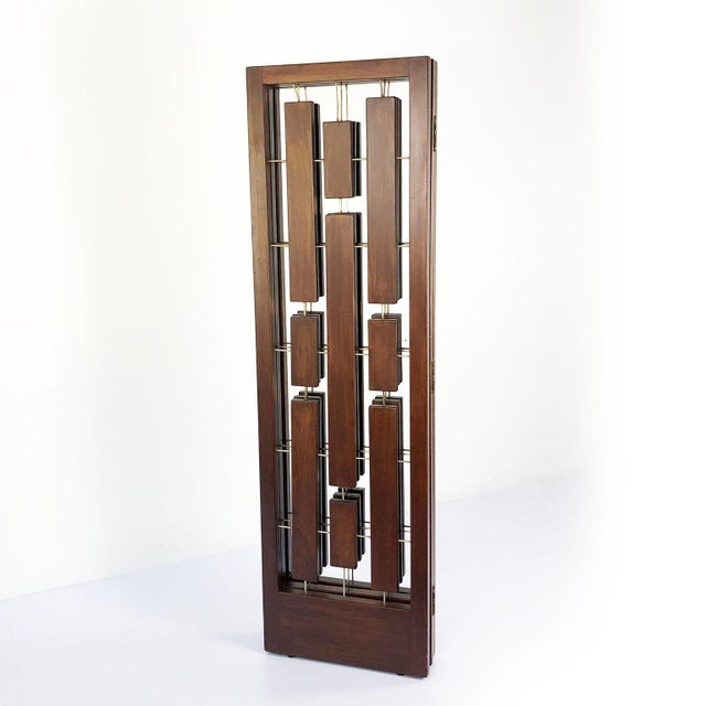 Mid-Century Modern Folding Screen Room Divider in Solid Mahogany For Sale - Image 3 of 5