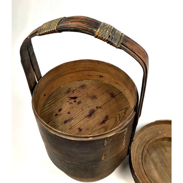 Wood 1900s Chinese Wood and Reed Wedding Basket For Sale - Image 7 of 13