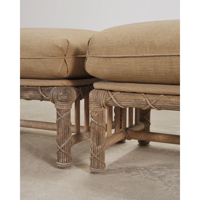 Set of Six Rattan Lounge Chairs & Two Ottomans by Danny Ho Fong For Sale - Image 18 of 18