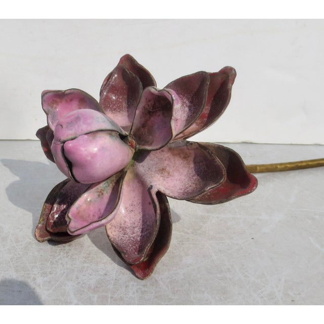 Chinese Enamel on Brass Lotus Flower For Sale In New York - Image 6 of 9