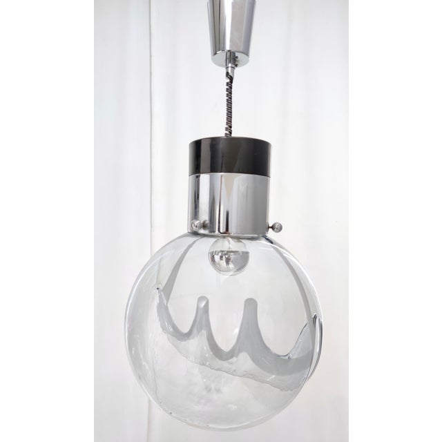 Venini Murano Glass and Varnished Metal Pendant attributed to Toni Zuccheri for Venini, Italy, 1970s For Sale - Image 4 of 13