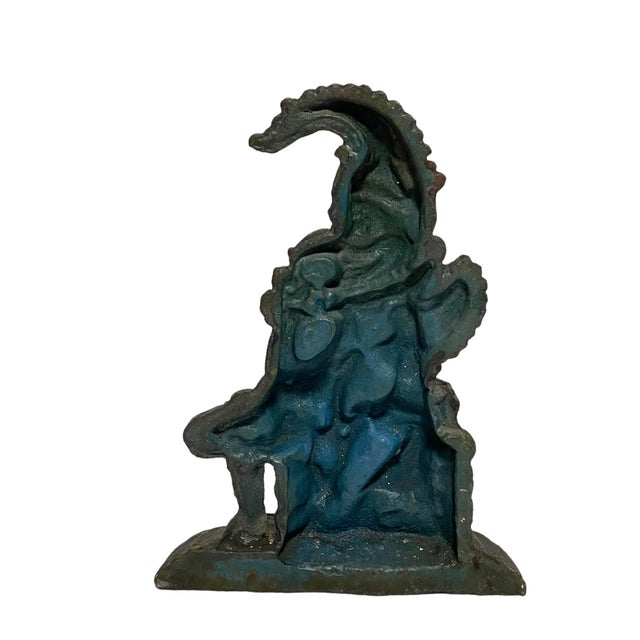 Antique Cast Iron Medieval Renaissance Era Court Jester, Mr Punch, and Dog Door Stop For Sale - Image 10 of 10