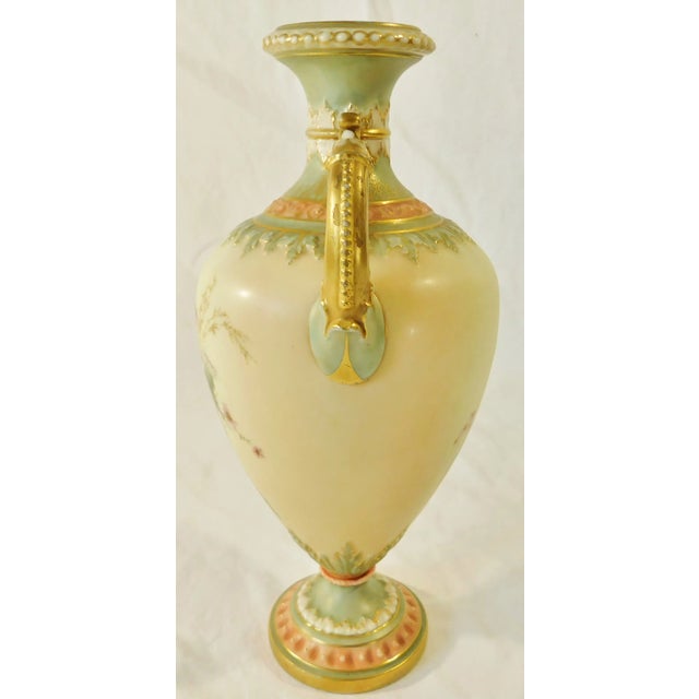 Antique C1896 Royal Worcester England Hand Painted Porcelain Floral Vase For Sale In West Palm - Image 6 of 12
