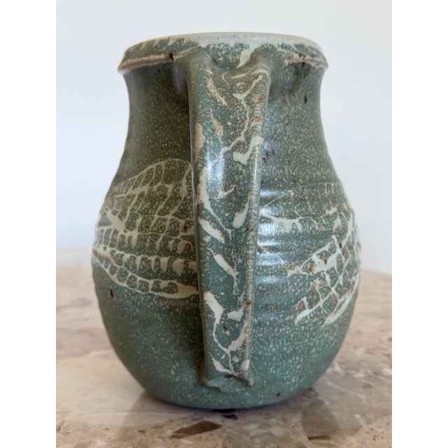 Pottery Pitcher With Dragonfly Glaze, Signed & Dated by Artist, Circa 1990s For Sale - Image 10 of 17