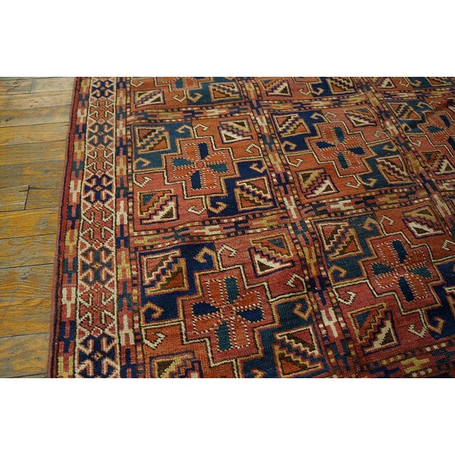 Turkish 1890s Red Geometric Antique Baluch-Turkmen Rug 5'5" X 8'0" Handknotted Wool Carpet For Sale - Image 3 of 6