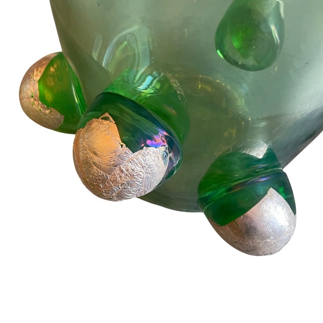 Green Dots Vases with Gold by Colizza, Set of 2 For Sale - Image 6 of 9