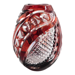 Dark Red Cut to Clear Vase
