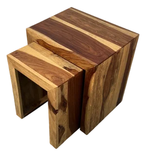 Pair of Mid 20th Century Solid Sheesham Wood Waterfall Side Tables