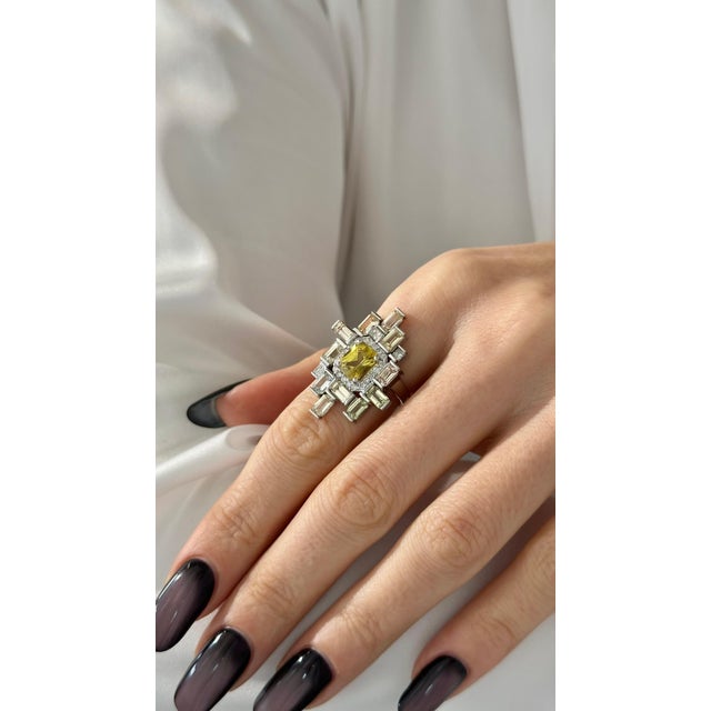 Natural Sapphire Diamond Ring 6.75 14k W Gold 13.3 TCW Certified For Sale - Image 4 of 18