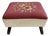 Vintage Large Floral Needlepoint Footstool Ottoman With Wood and Brass Clawfeet For Sale