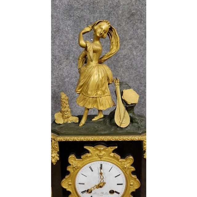 Napoleon III Mantel Clock in Marble and Bronze, 1850 For Sale - Image 4 of 5