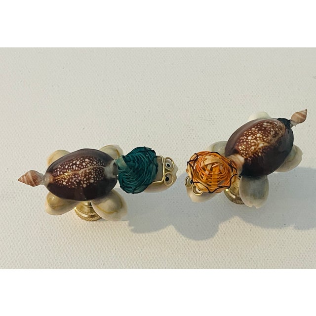 Charming Pair of Sea Shell Turtles Lamp Finials For Sale - Image 4 of 6