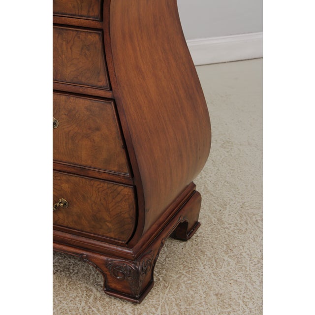 Ethan Allen Inlaid Townhouse Burl Wood Bombe Chest For Sale - Image 12 of 17