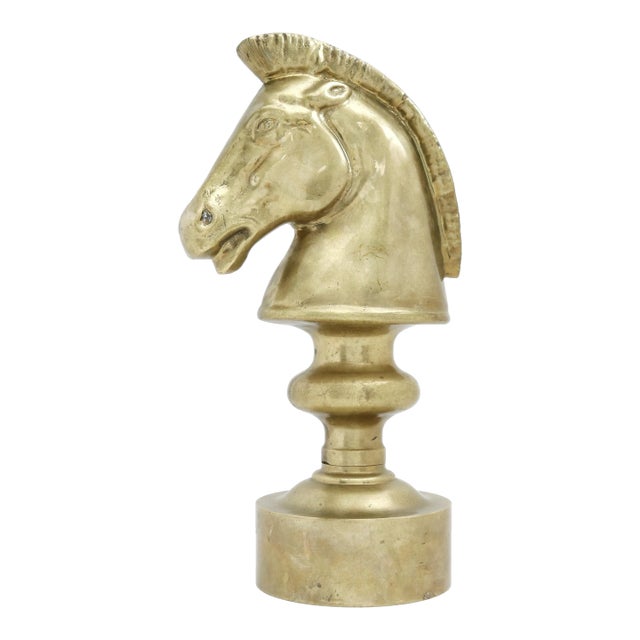 Large Vintage Brass Horse Head, Chess Decor For Sale