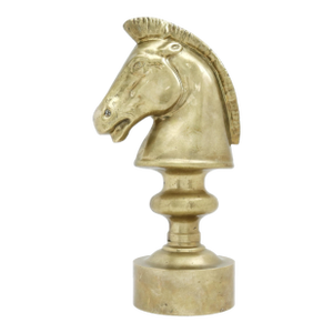 Large Vintage Brass Horse Head, Chess Decor