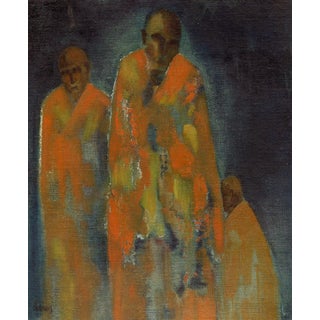 Attrib. Tate Adams Mystical Monks in Saffron Robes, 1920s, Paint and Canvas For Sale
