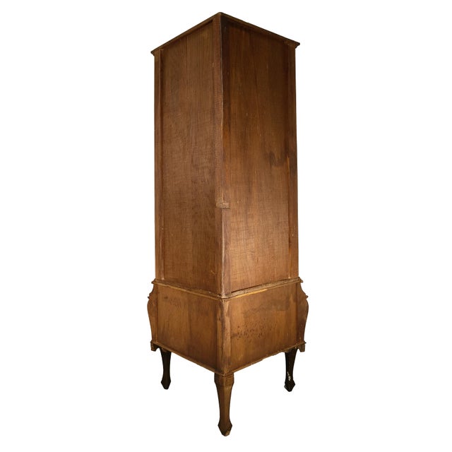 20th Century Italian Walnut Burl Corner Cabinet with Inlaid Wood and Glass Doors, 1890s, in Very Good conditions. Designed...