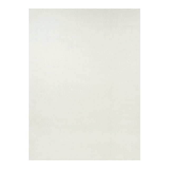 Rug & Kilim’s Oversized Contemporary Textural Solid Rug in White Tones-11x15 For Sale