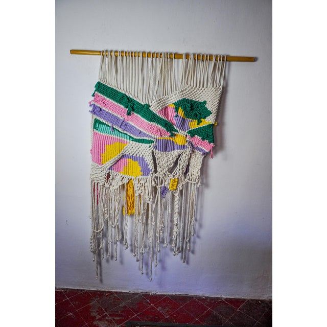 Hollywood Regency Textured Macrame Wall Tapestry, 1970s For Sale - Image 3 of 9