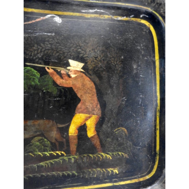 Metal 1800s New England Tableware Tray With Hunt Scene For Sale - Image 7 of 11