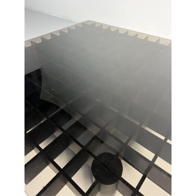 1970s Coffee Table in Black Wood and Smoked Glass in the style of Gianfranco Frattini, Italy, 1970s For Sale - Image 5 of 6