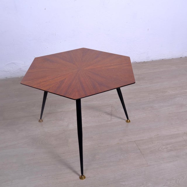 1950s Mid-Century Hexagonal Coffee Table with Wooden Top, 1950s For Sale - Image 5 of 10