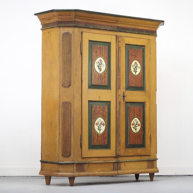 Wood Rustic Farmhouse Painted Folk Art Bridal Cabinet For Sale - Image 7 of 15