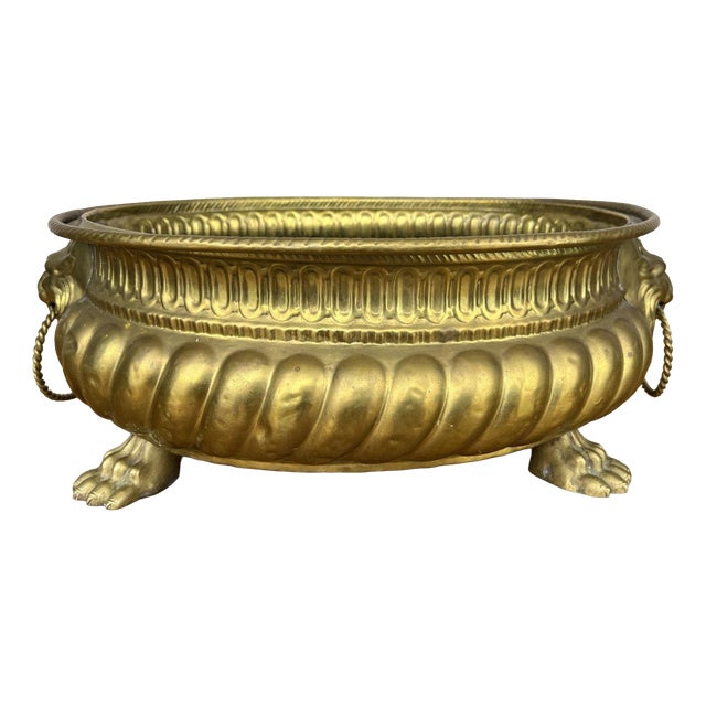 Vintage Style Plant Pot in Brass For Sale