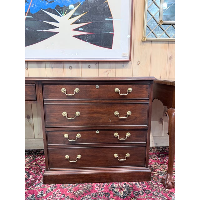 Henkel Harris Mahogany Double Pedestal Executive Desk For Sale In New York - Image 6 of 12