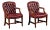 Late 20th Century Pair of Tufted Leather Round-Back Dining Chairs in Burgundy For Sale