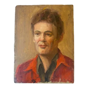 Vintage Portrait of a Man, Oil Painting on Board, Circa 1950