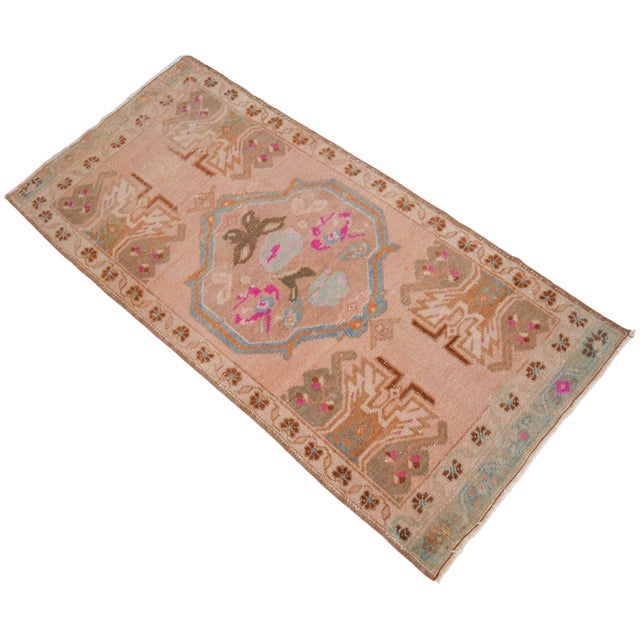 1970s Small Rug, Entryway Rug, Bath Mat, Kitchen Decor, Turkish Rug, Doormat 1'10" X 3'10" For Sale - Image 6 of 18