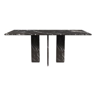 Luna Rectangular Alexander Black Marble Dining Table 72" For Sale