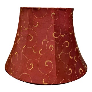Vintage Burgundy Silk Bell Shaped Lamp Shade For Sale
