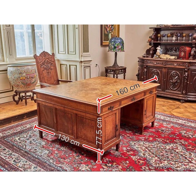 Large Antique Oak Desk For Sale - Image 13 of 14