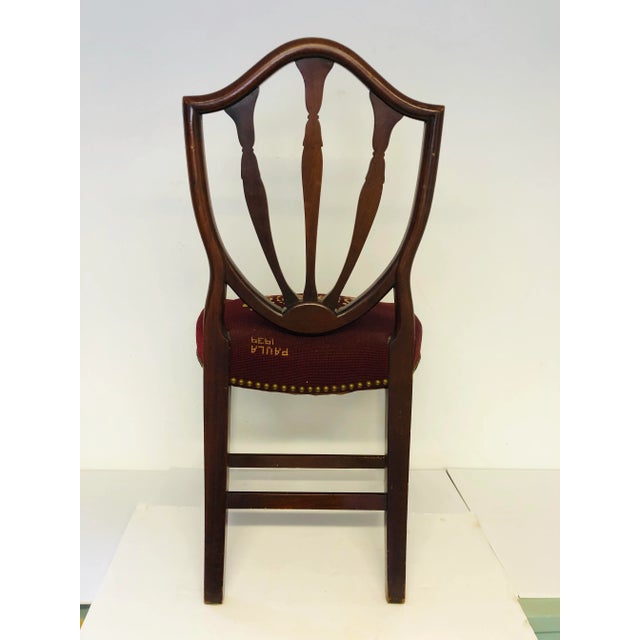 Maroon Vintage Mahogany Needlepoint American Traditional Chair For Sale - Image 8 of 10