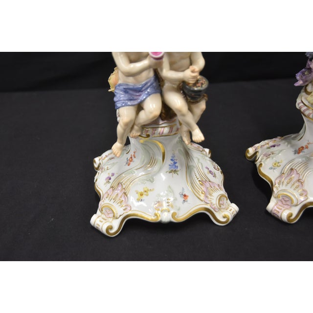 Meissen 4-Seasons Figural Candlesticks For Sale - Image 13 of 15