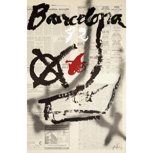 Antoni tapies (1923-2012) copa del mundo: barcelona 1982 original lithograph poster signed in the plate on poster paper 60...