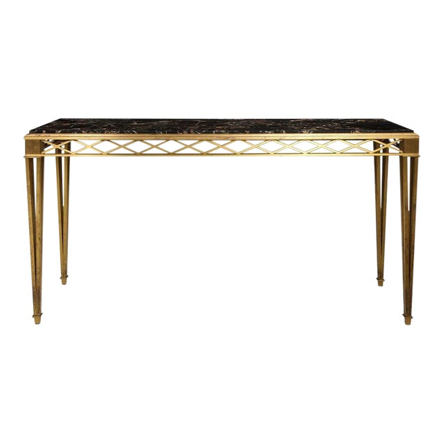 Bronze Marble-Top Console in the Art Deco Manner For Sale