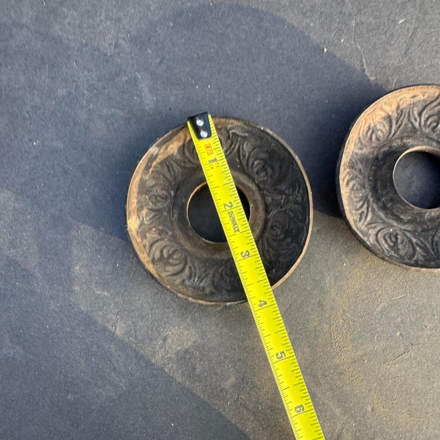 1920s Antique Ceiling Medallion or Door Handle Rosettes- A Pair For Sale - Image 5 of 7