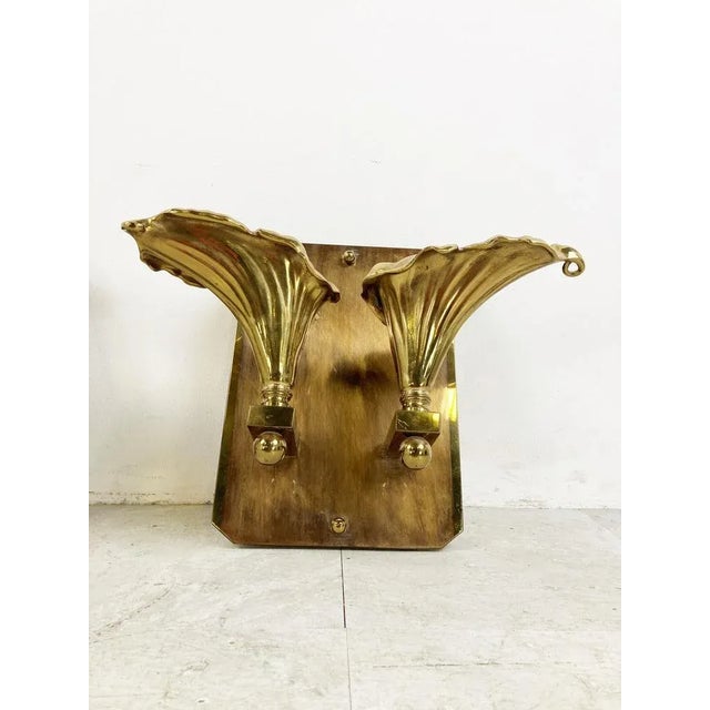1970s Bronze Flower Wall Lamps, 1970s, Set of 2 For Sale - Image 5 of 9