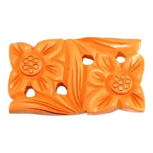Vintage Yellow Carved Flowers Bakelite Brooch