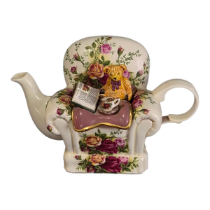 Vintage Whimsical Royal Albert Old Country Rose Teddy Bear Arm Chair Tea Pot