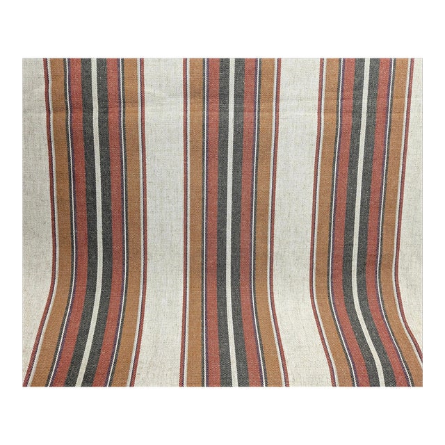 P Kaufmann "Yucatan Stripe" Russet Linen Blend Indoor/Outdoor Fabric-5 Yards For Sale