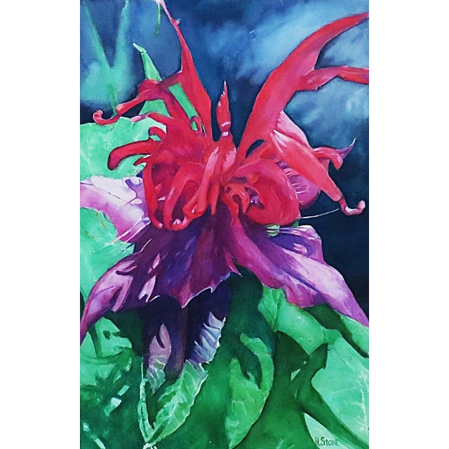 FREE SHIPPING ANYWHERE IN THE CONTINENTAL US! This is a vintage watercolor floral painting. Vibrant colors with a bold...